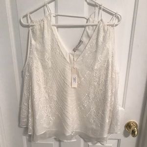 Lavender brown silk off the shoulder top